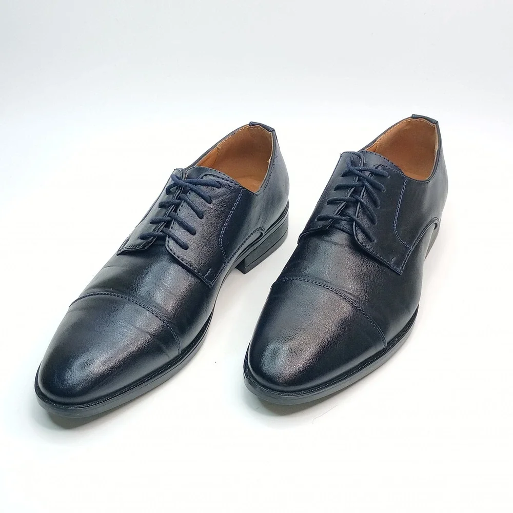 Alain Dupetit Powder‎ 01 Oxford Men Size 8 Navy Blue Cap Toe Dress Shoes